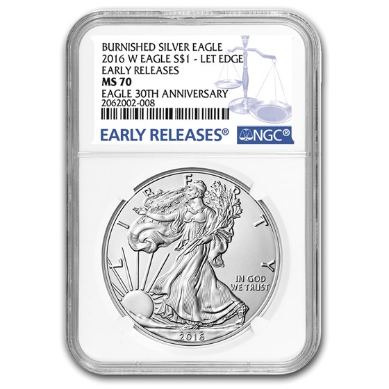 2016-W Burnished Silver Eagle MS-70 NGC (Early Releases) 2016-W Burnished Silver Eagle MS-70 NGC (Early Releases)